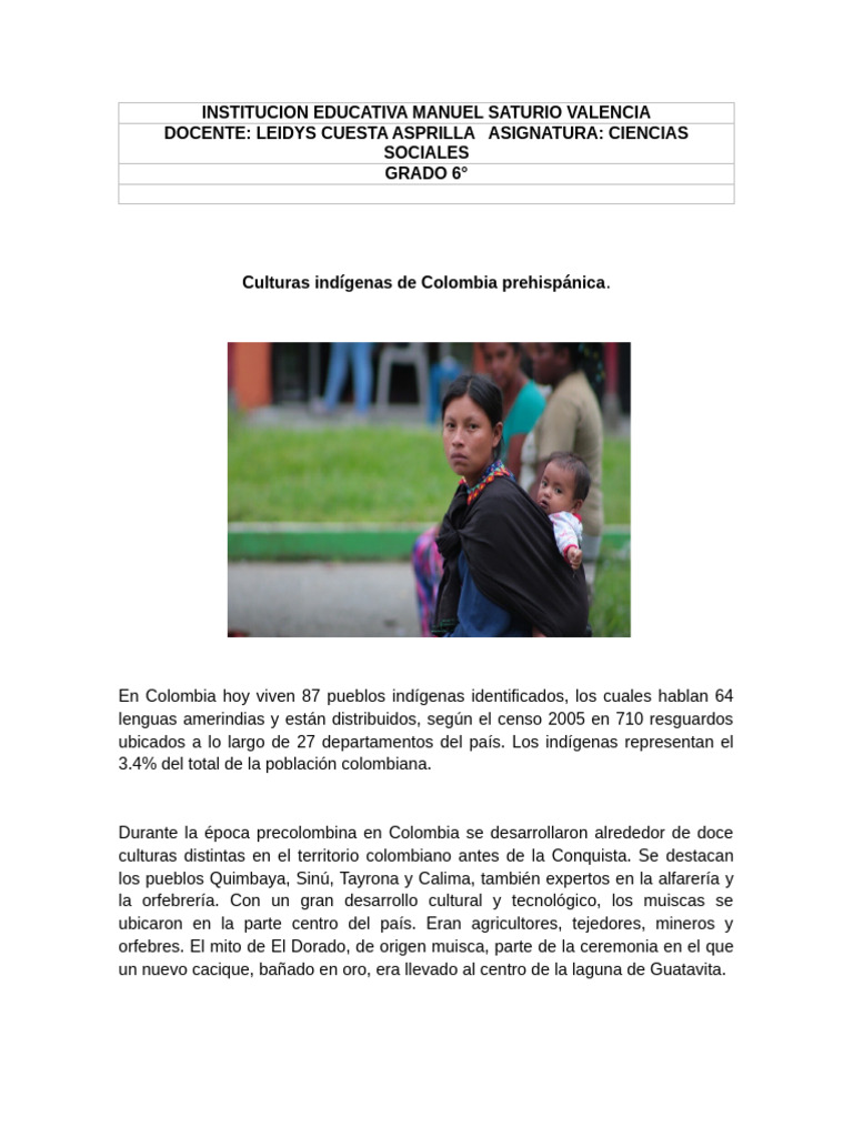 Culturas Indígenas de Colombia | PDF | Colombia | Pueblos Indígenas de ...