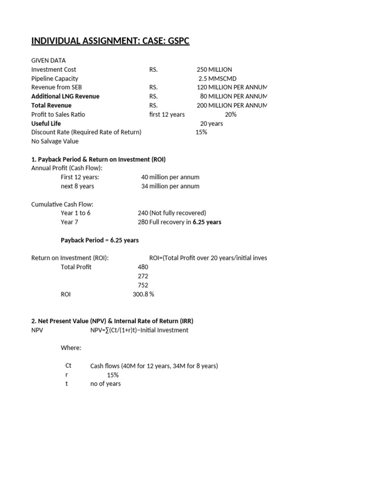 24PGDM137 CF Individual 0 | PDF | Net Present Value | Internal Rate Of ...