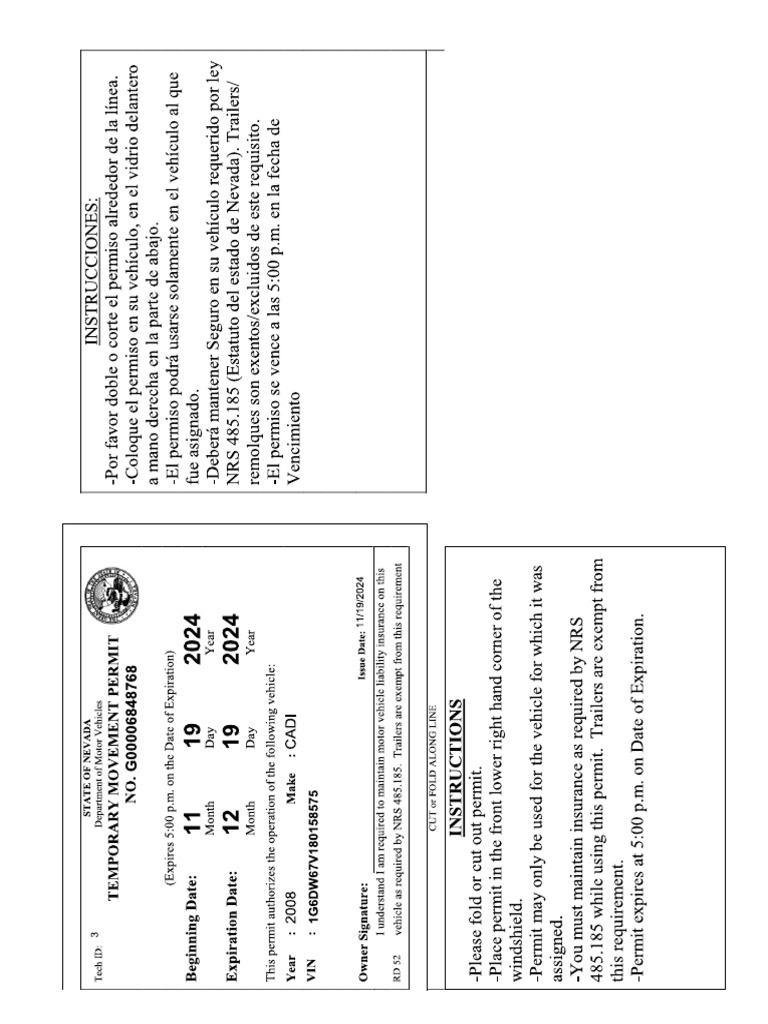 Las Vegas MOVEMENT PERMIT | PDF
