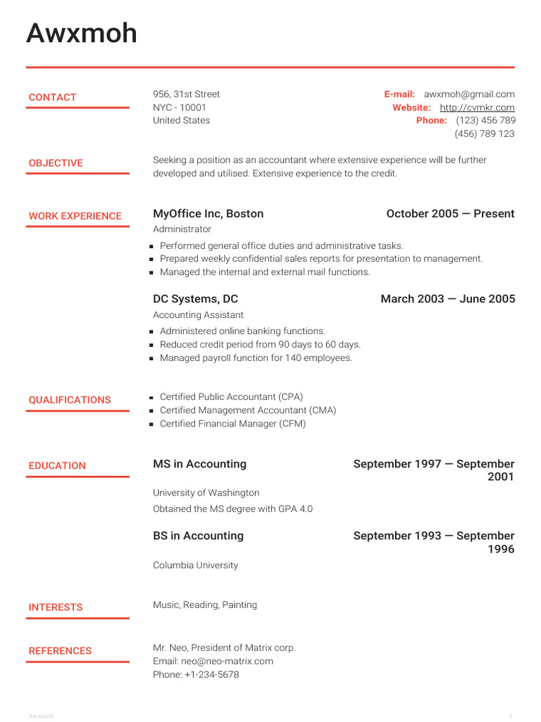 Sample CV | PDF