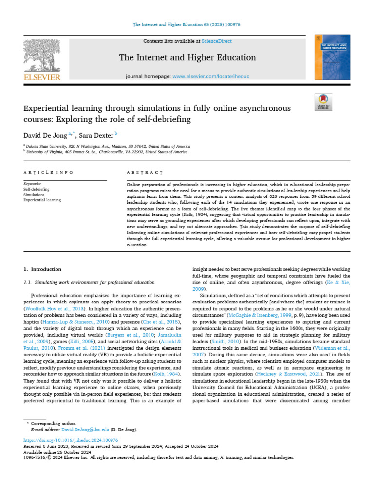 AI simulations Experiential learning 2025 | PDF | Simulation | Learning