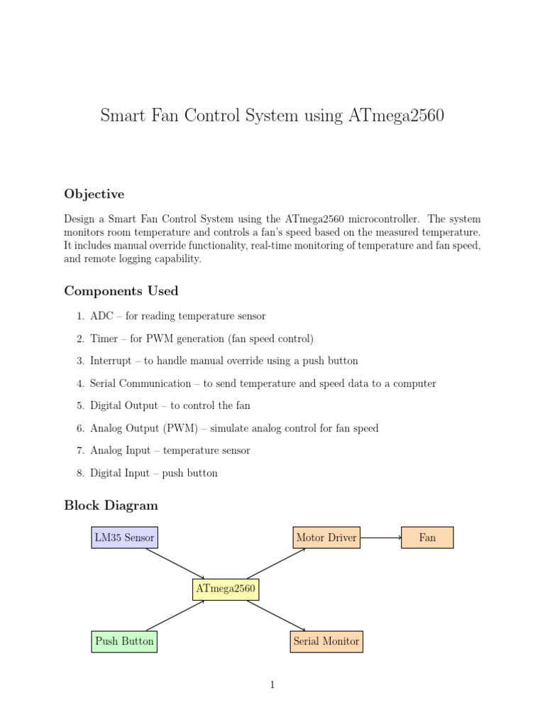 ATmega2560 Smart Fan Control System | PDF