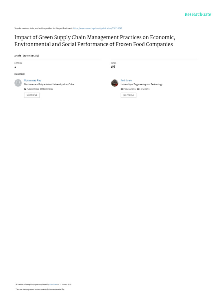 Impact of Green Supply Chain Management Practices On Economic ...
