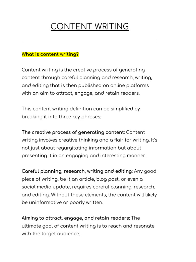 Understanding Content Writing Basics | PDF | Copywriting | Mass Media