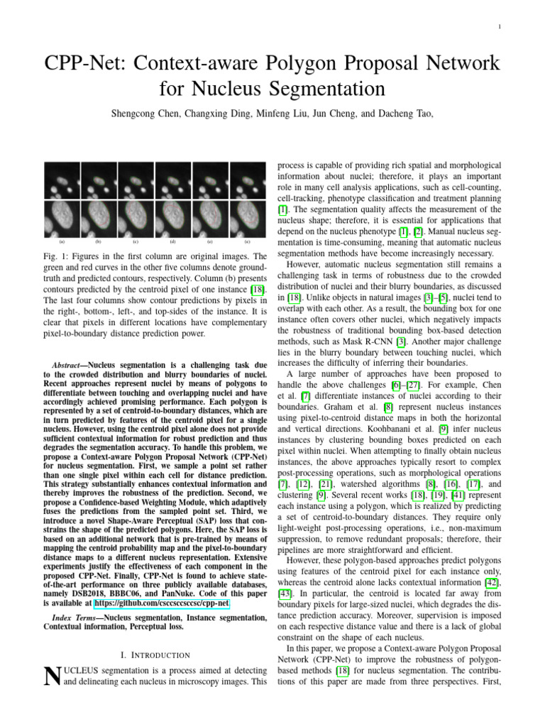 CPP-Net: Advanced Nucleus Segmentation | PDF | Image Segmentation ...
