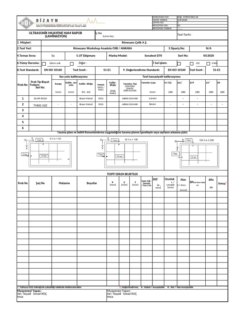 Dqe Form 002-2a Ut Ham Raporu (Laminasyon) | PDF