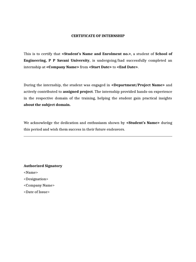 Internship Completion Certificate Template | PDF