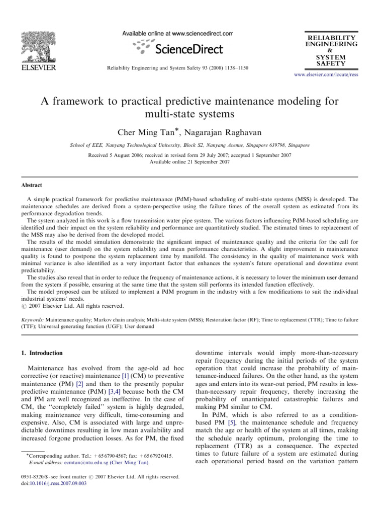 Predictive Maintenance for Multi-State Systems | PDF | Reliability ...