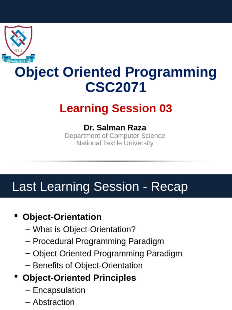 COC2071 - Session 03 (Classes) | PDF | Class (Computer Programming ...