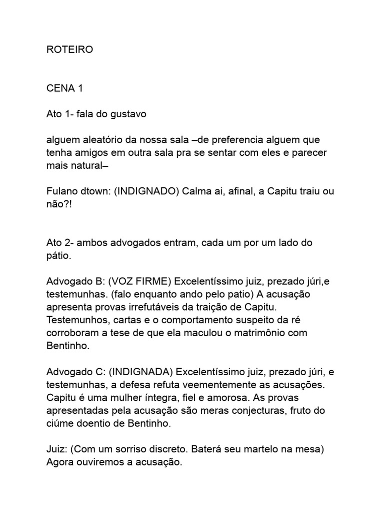Tribunal da Traição: Capitu em Julgamento | PDF | Ciúmes | Amizade