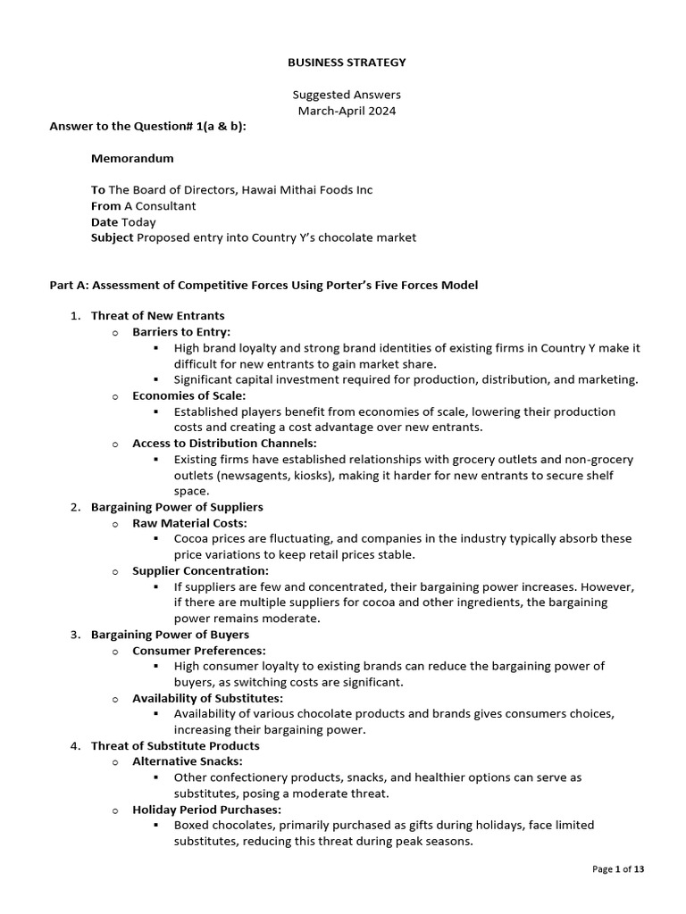 Suggested Answers of Business Strategy-PL | PDF | Pricing | Employment