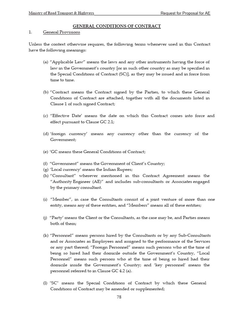 General Conditions of Contract for AE | PDF | Bankruptcy | Civil Law ...