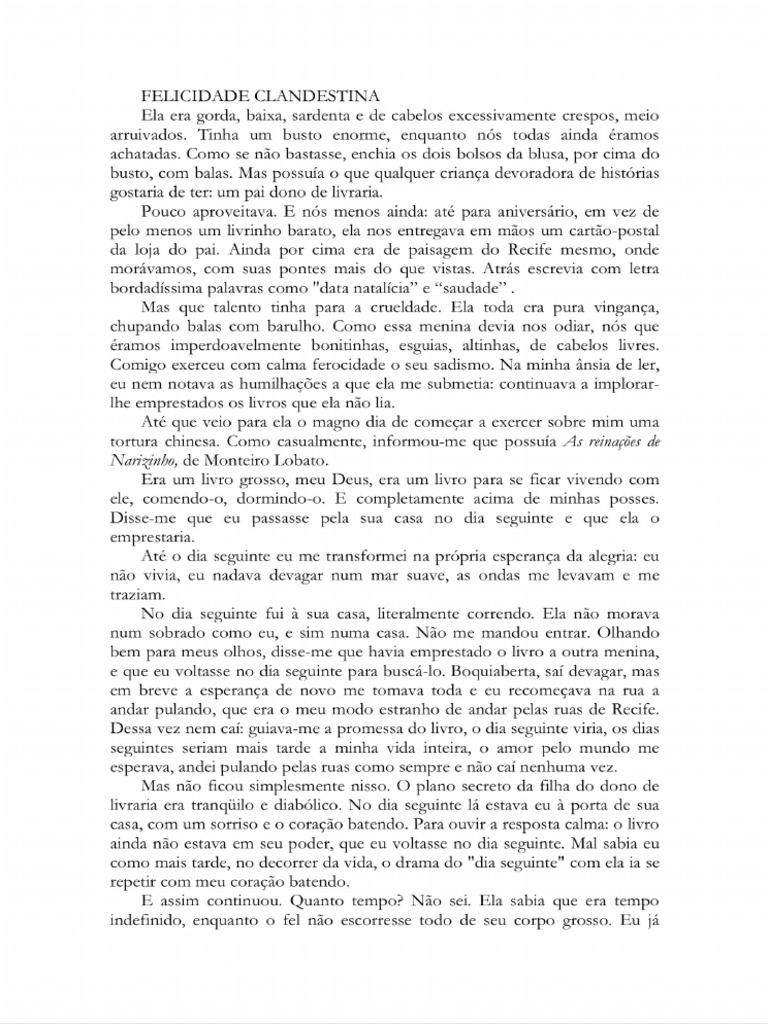 LISPECTOR, Clarice - Felicidade Clandestina PDF | PDF