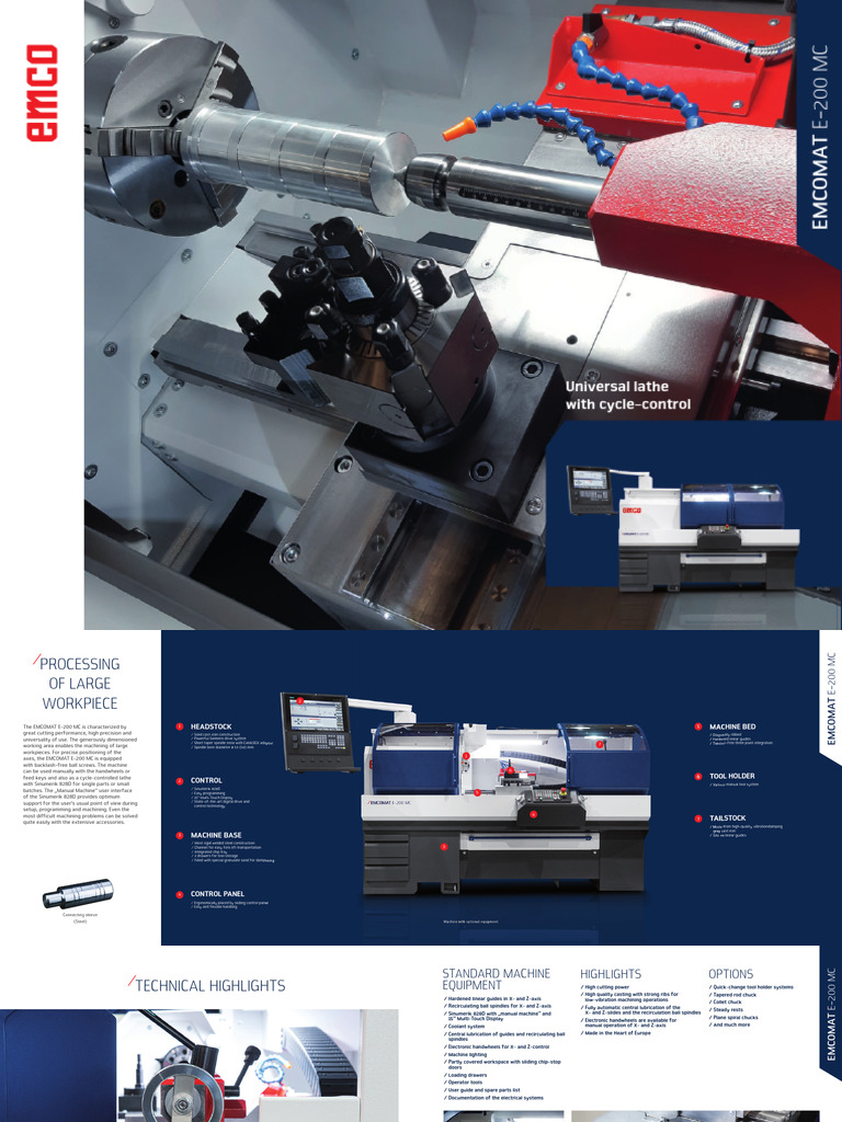 EMCOMAT E-200 MC Universal Lathe Overview | PDF | Metalworking ...