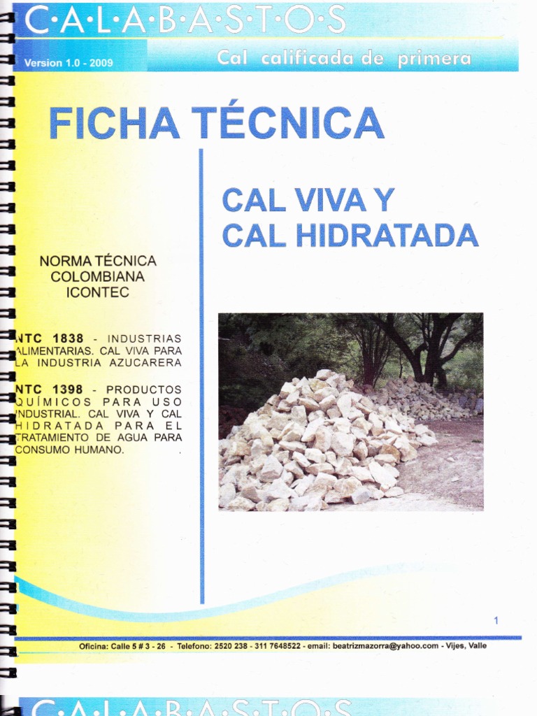 Ficha Tecnica Cal Viva e Hidratada PDF