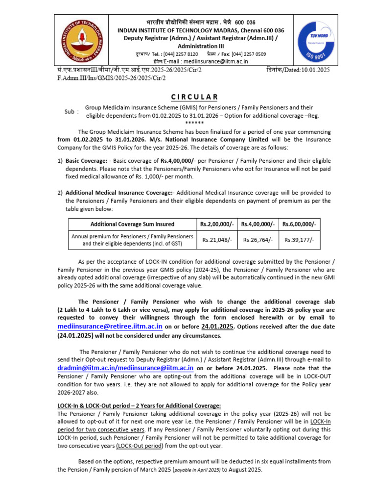 GMIS 2025-26 for Pensioners: Coverage Details | PDF | Insurance ...