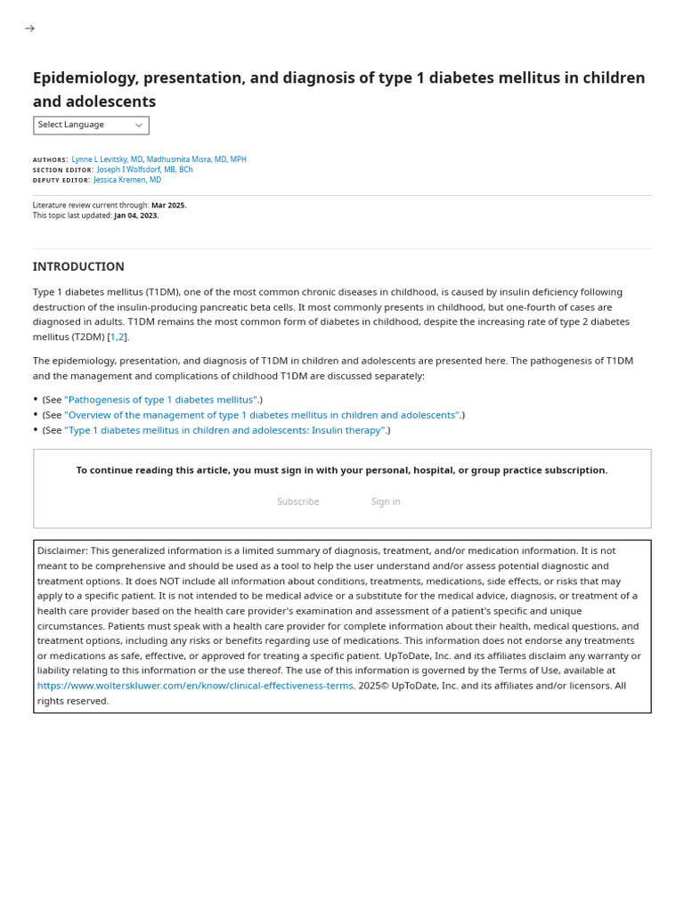 Type 1 Diabetes in Children: Diagnosis & Epidemiology | PDF | Diabetes ...