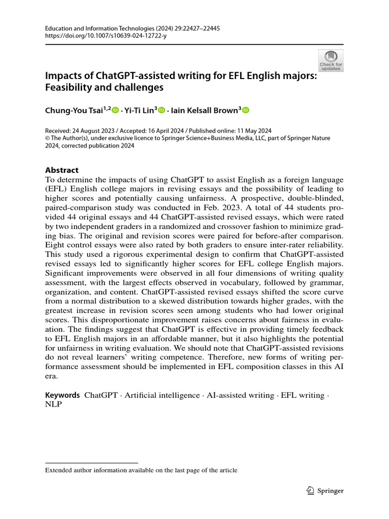 Impacts of ChatGPT-assisted Writing For EFL English Majors ...