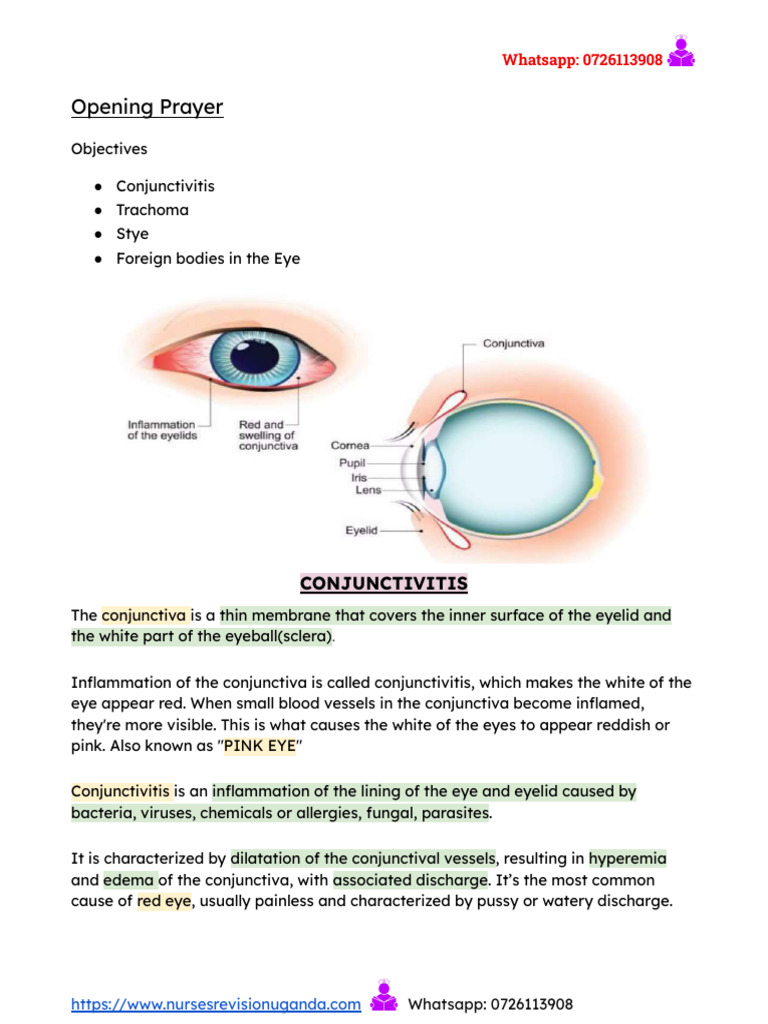 Surgical Nursing Day 4 Conjunctivitis, Trachoma, Stye, Foreign Bodies ...