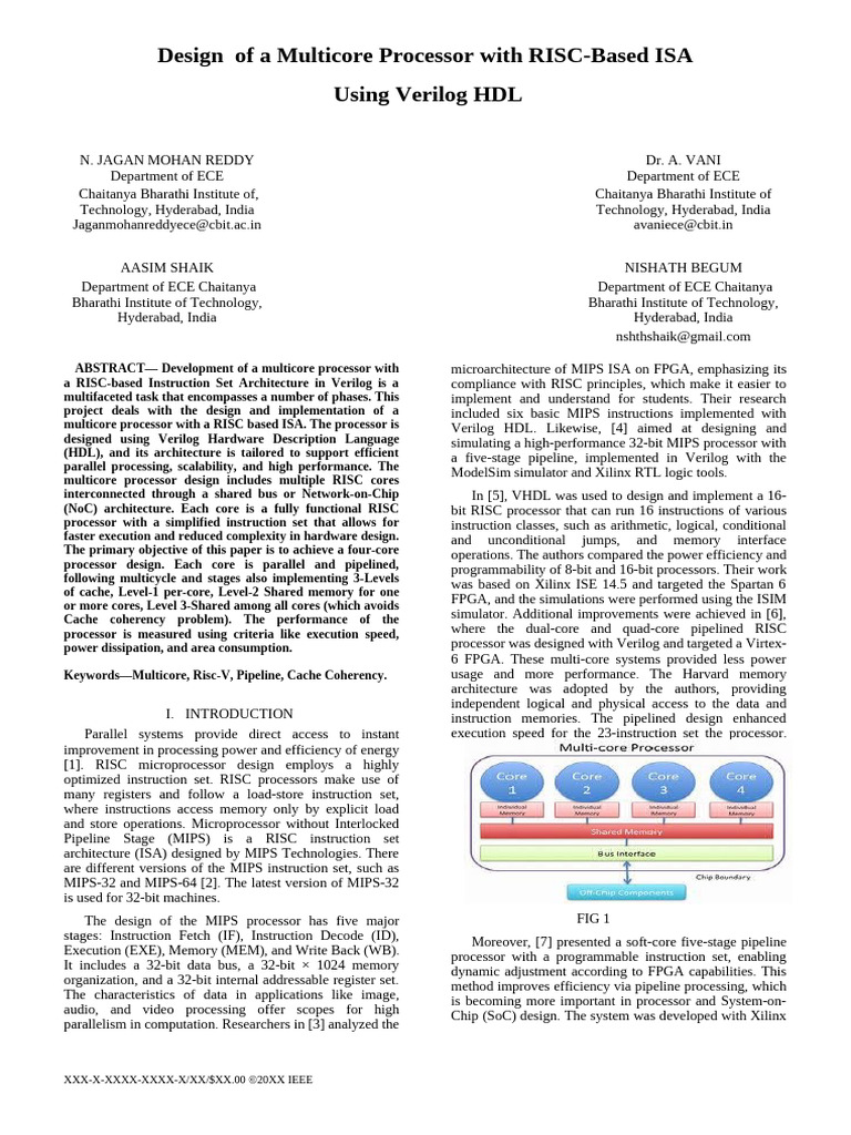 RISC-Based Multicore Processor Design | PDF | Multi Core Processor ...