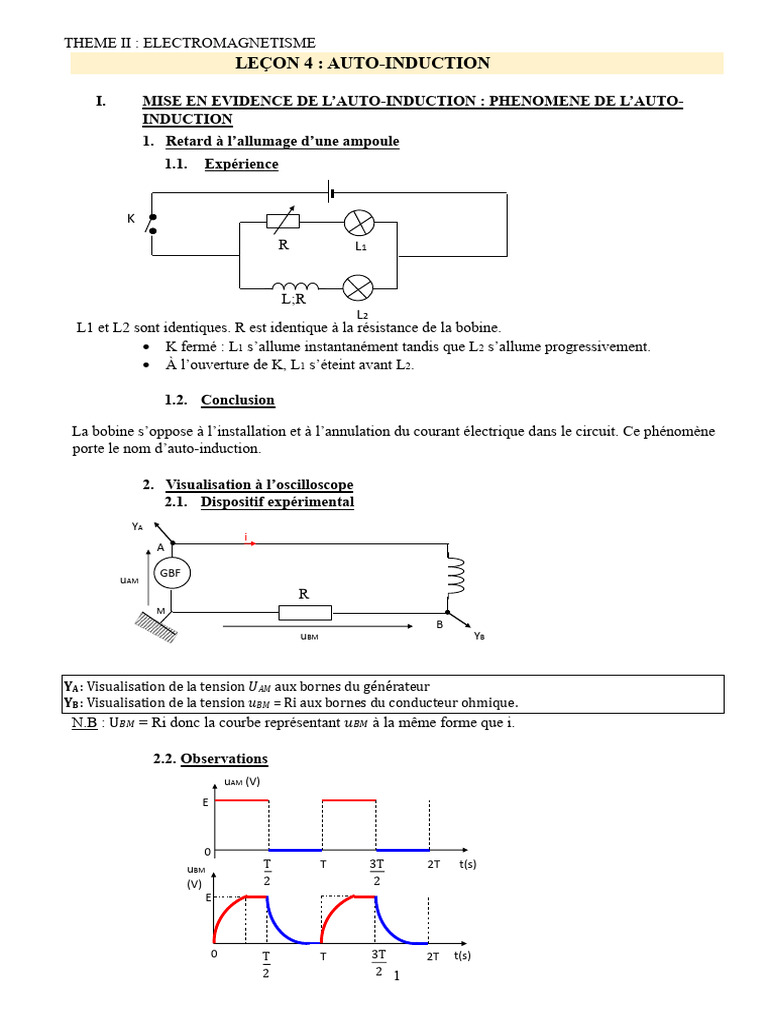 Auto-induction en électromagnétisme | PDF | Inducteur | Induction ...