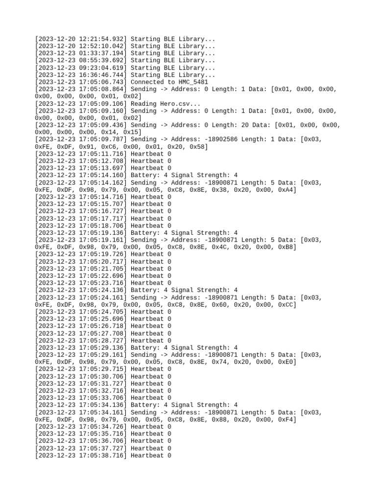 BLE Library Connection Log | PDF