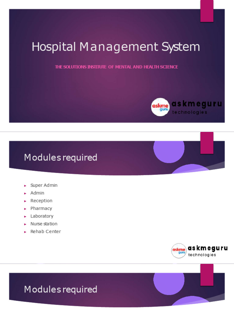 Hospital Management System Software - Askmeguru - Technologies | PDF ...