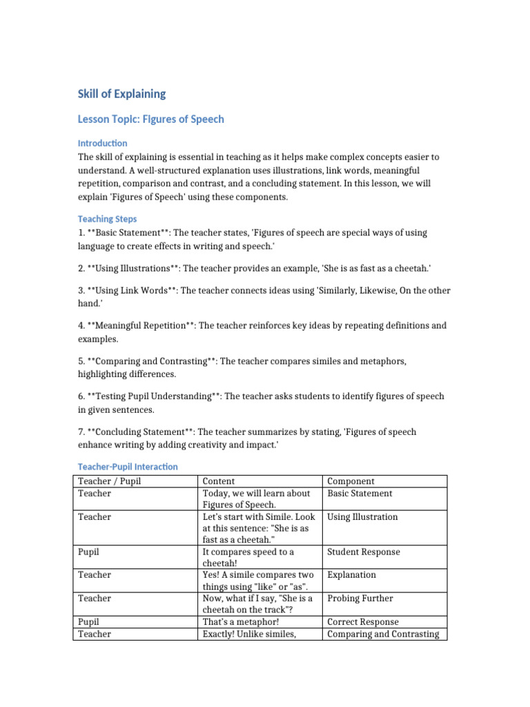 Expanded Skill of Explaining Figures of Speech | PDF | Metaphor | Teachers