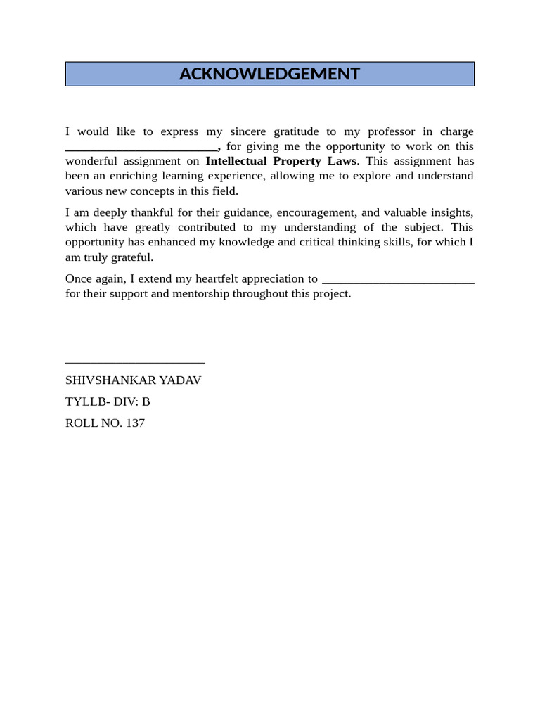 Acknowledgement | PDF