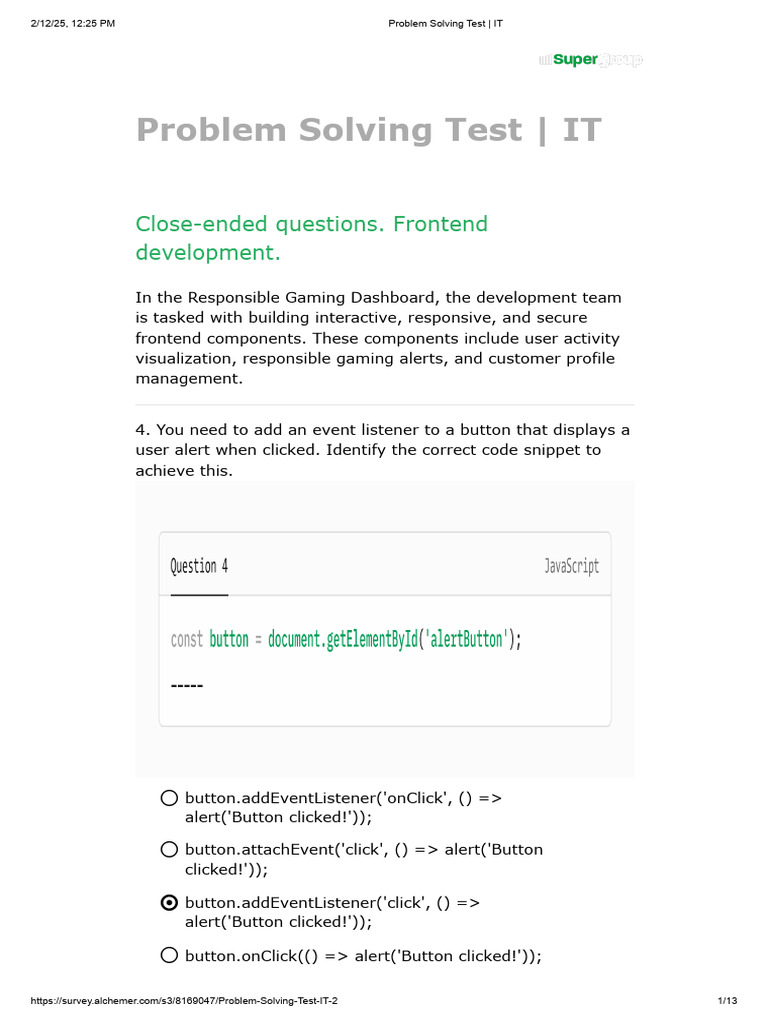 Problem Solving Test - IT | PDF | Information Technology | Software