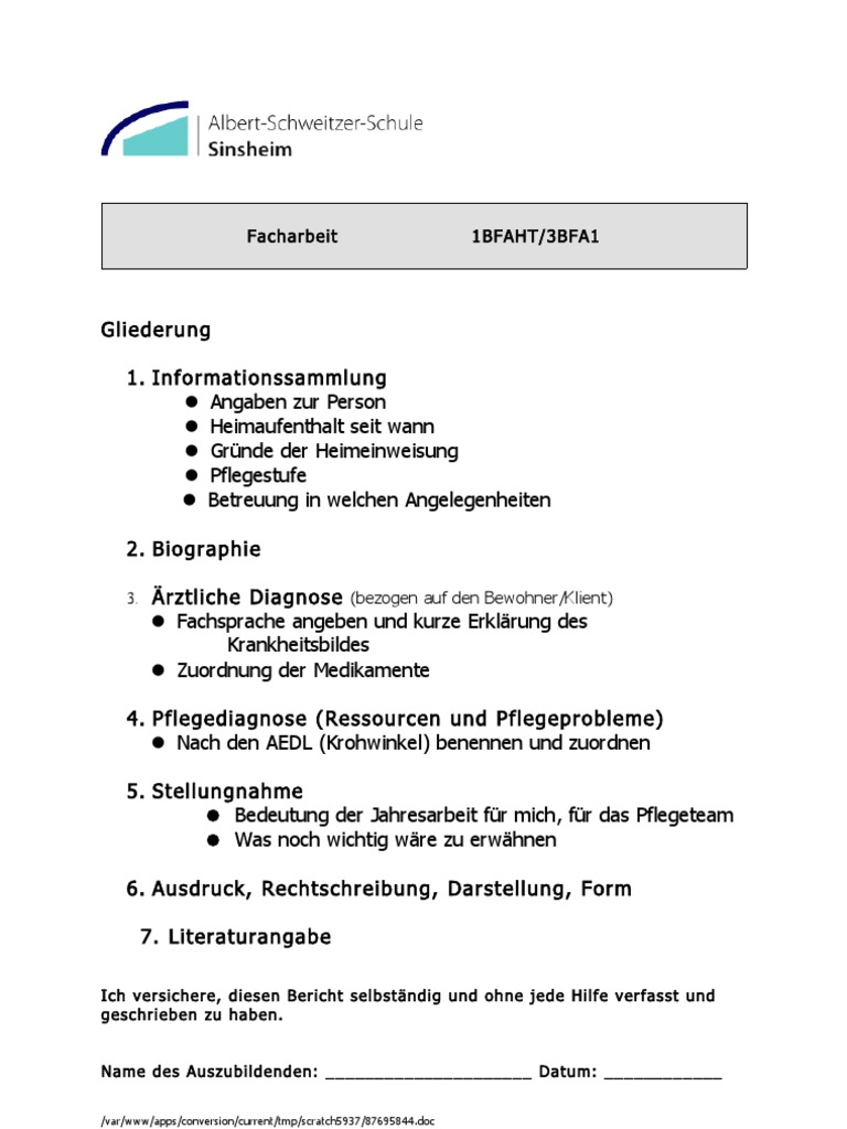 Facharbeit-Seite 2-Gliederung | Pdf