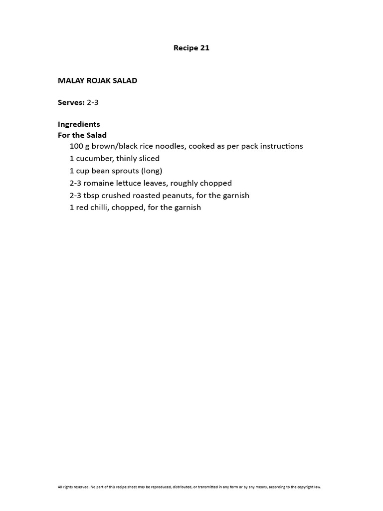 Recipe #21 - MALAY ROJAK SALAD | PDF | Cuisine | Asian Cuisine