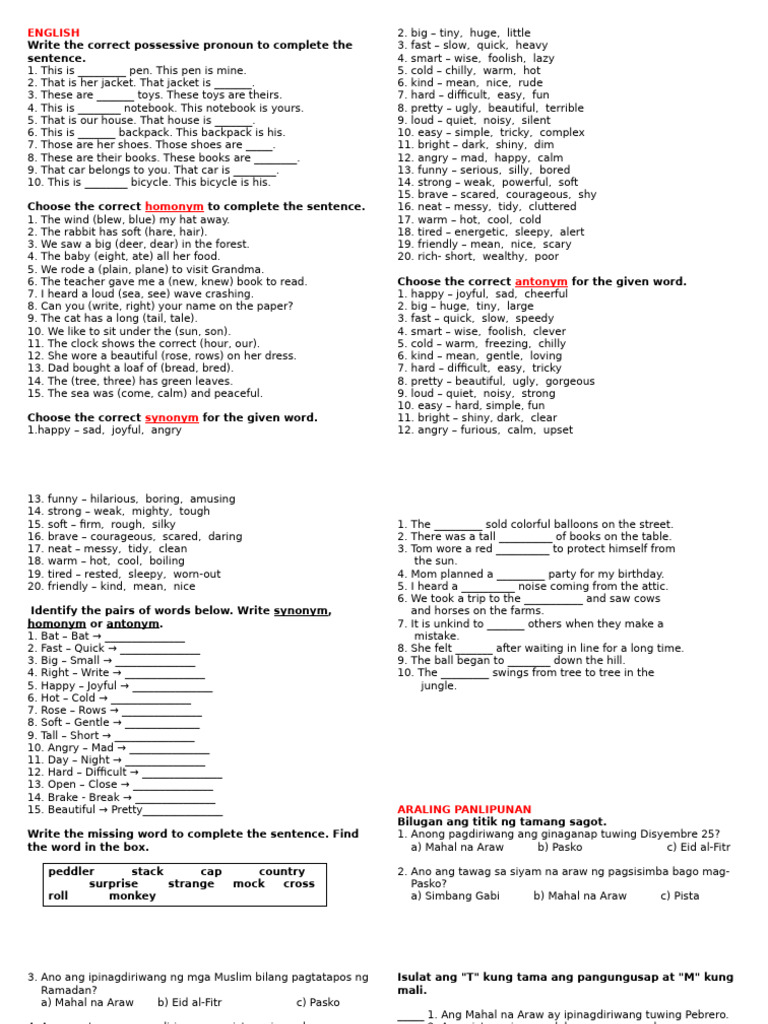 3rd QTR Reviewer | PDF