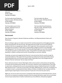 Washington state - Business Community Budget Letter