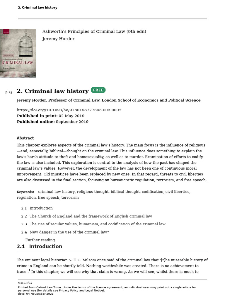 2 Criminal Law History | PDF | Crimes | Crime & Violence