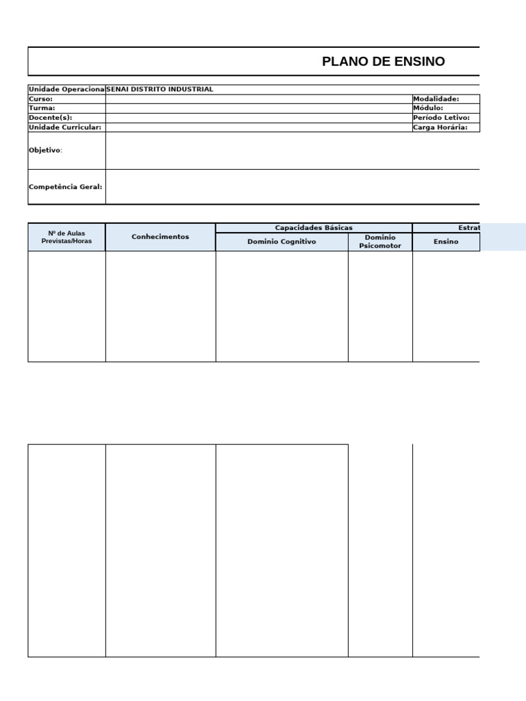 Plano de Ensino SENAI: Estrutura e Conteúdo | PDF | Inteligência ...
