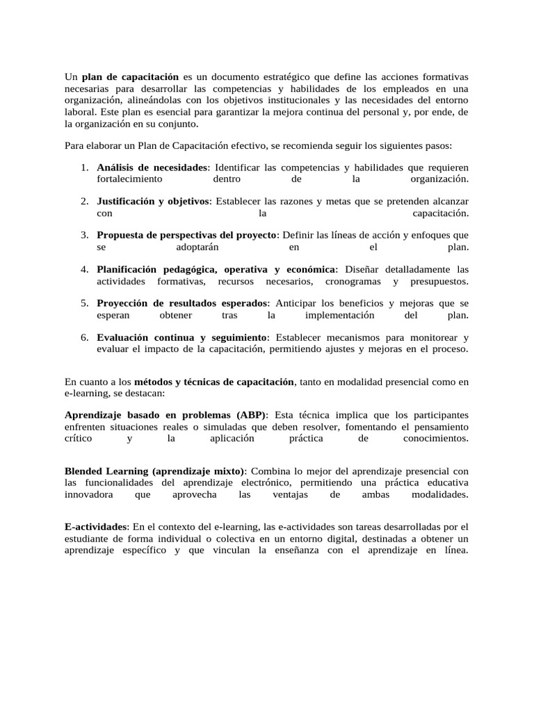 Guía para un Plan de Capacitación Efectivo | PDF