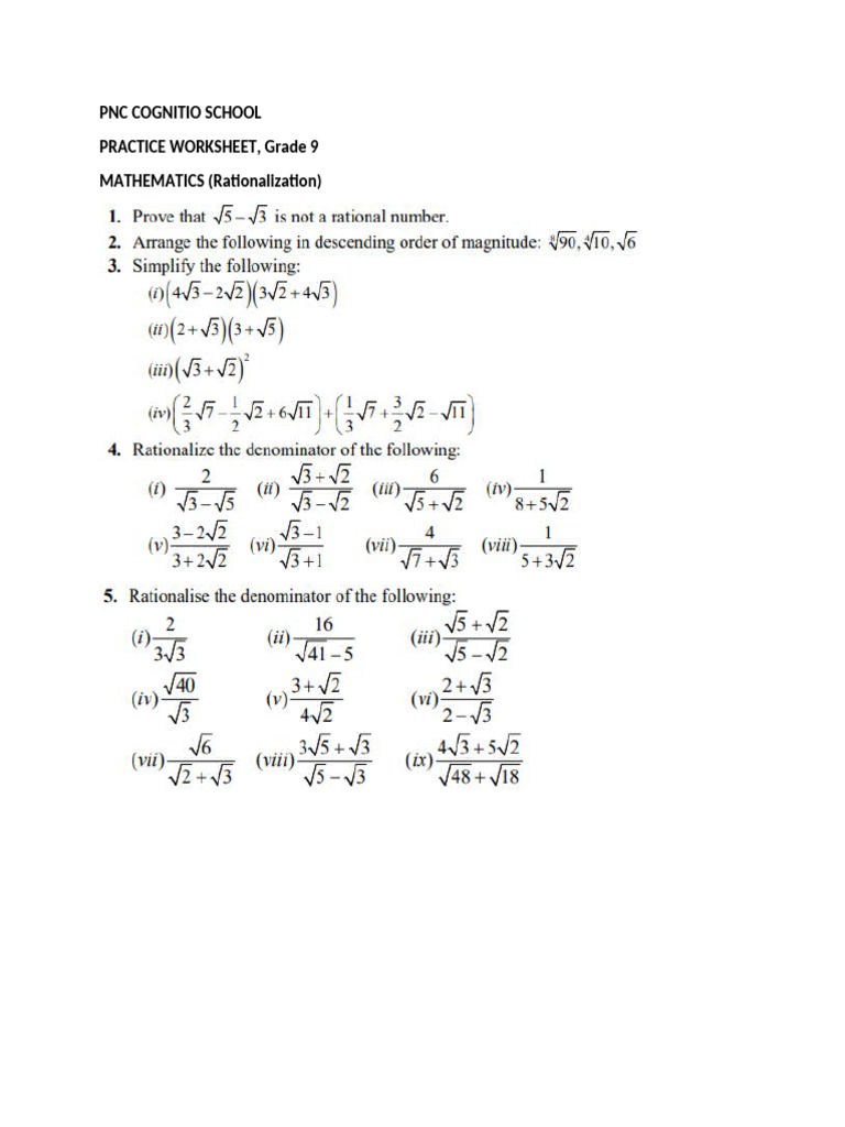 Rationalisation | PDF