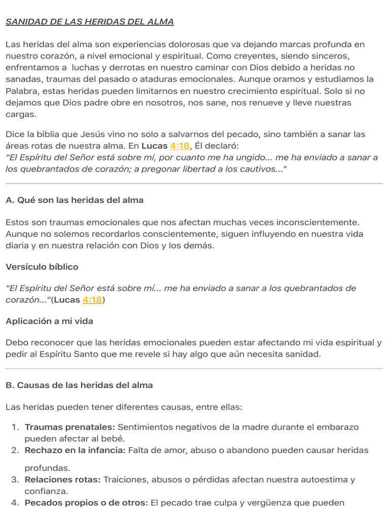Sanidad de las Heridas del Alma | PDF | Pecado | Creencia religiosa y ...
