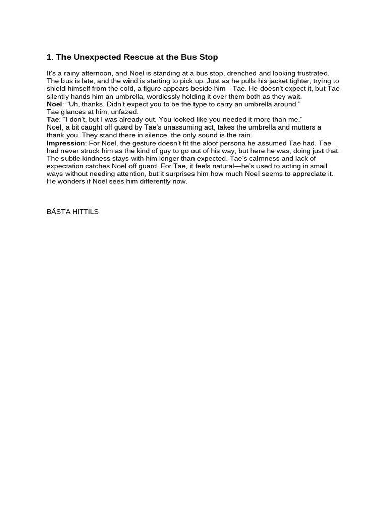 Unexpected Kindness at the Bus Stop | PDF
