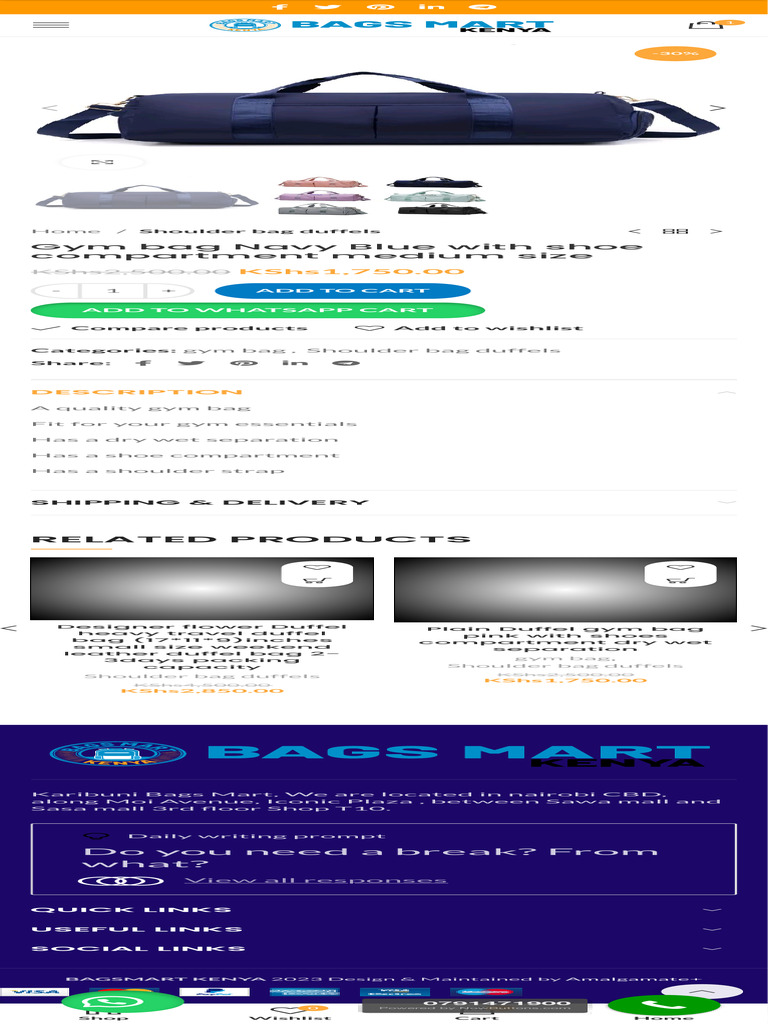 Medium Navy Blue Gym Bag with Shoe Compartment | PDF | Consumer Goods