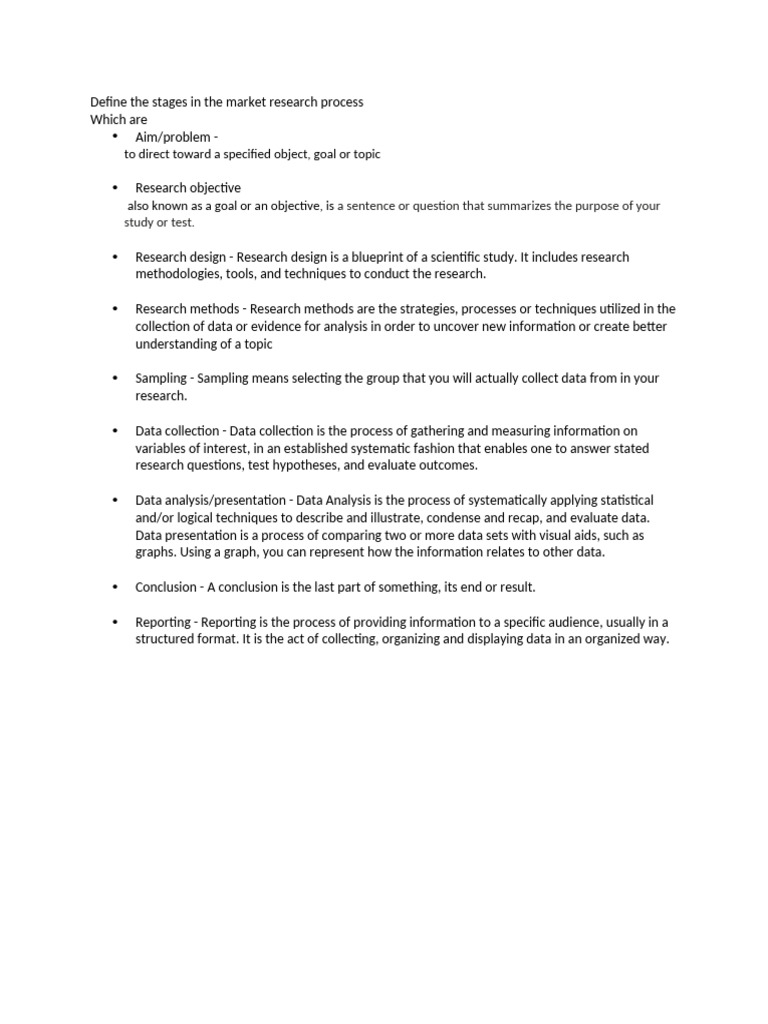 Stages of Market Research Process | PDF