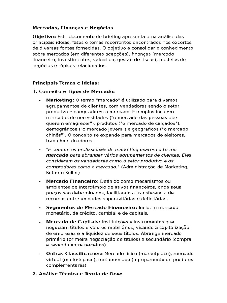 Análise de Mercados e Finanças | PDF | Marketing | Mercado (economia)