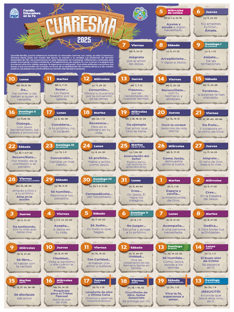 Calendario de Cuaresma FEF 2025 | PDF