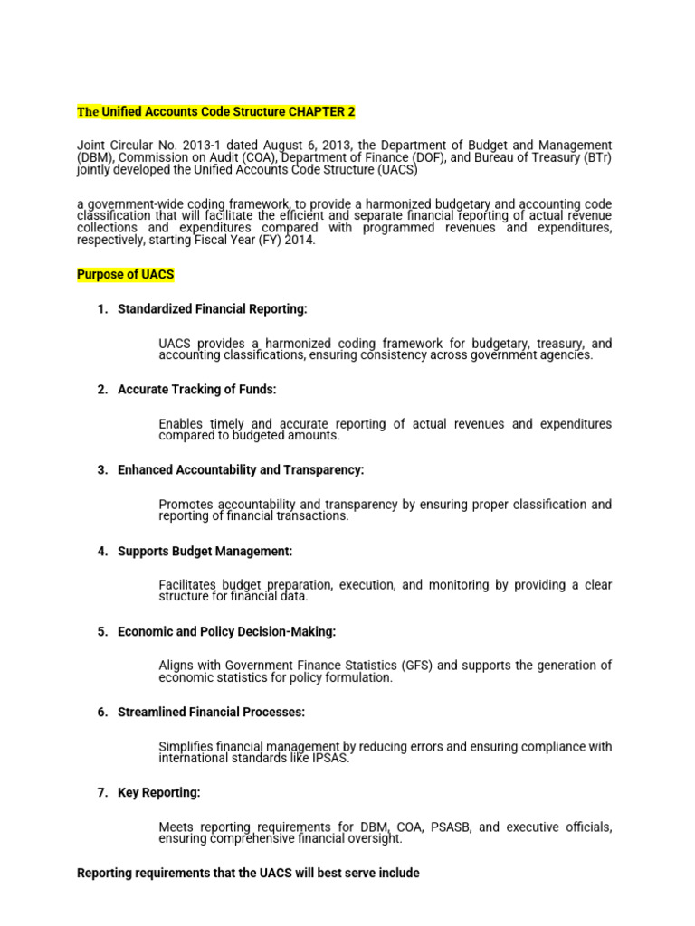 Unified Accounts Code Structure Overview | PDF | Expense | Fund Accounting