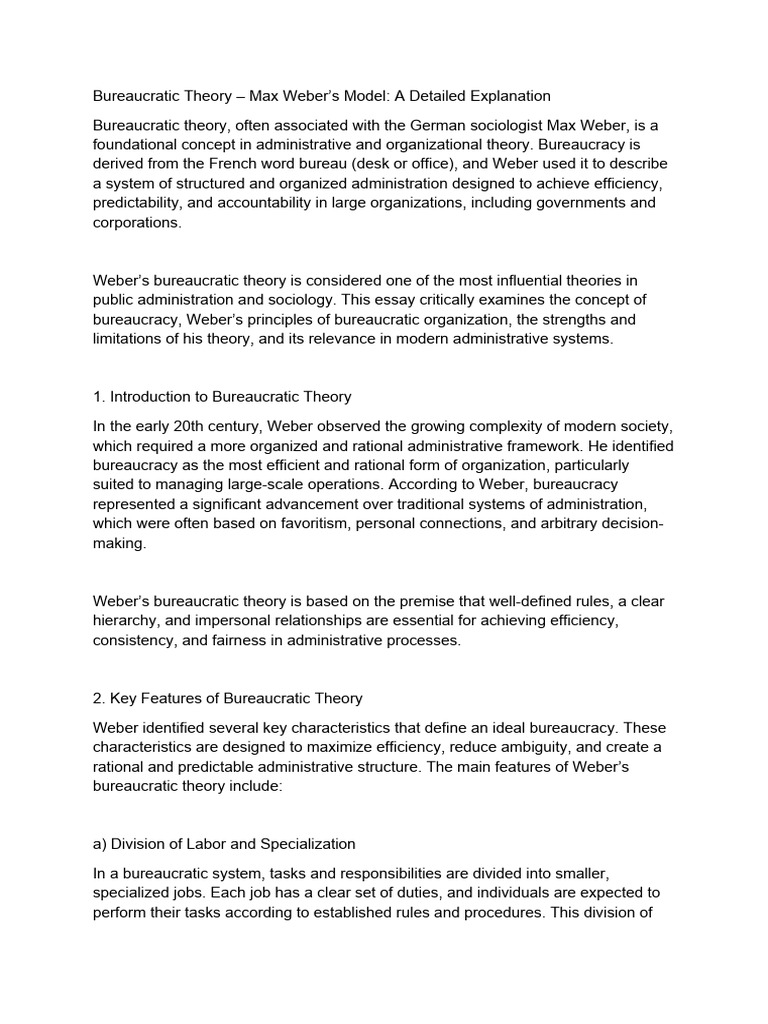Bureaucratic Theory | PDF | Bureaucracy | Max Weber