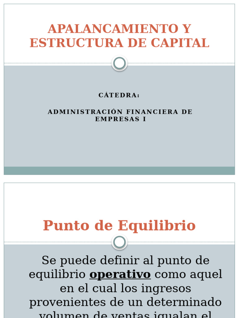 Análisis de Punto de Equilibrio y Apalancamiento | PDF | Apalancamiento ...