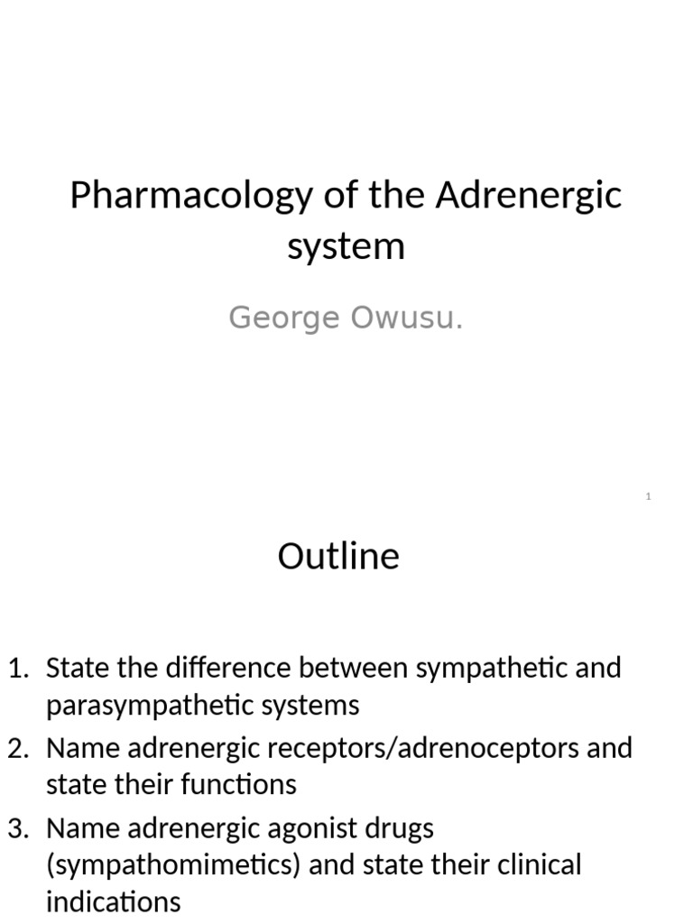Adrenergic Pharmacology Overview | PDF | Norepinephrine | Drugs