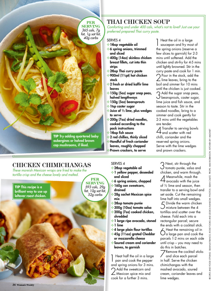 Thai Chicken Soup and Chicken Chimichangas | PDF