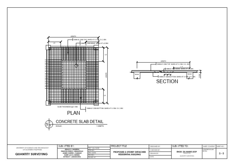 Concrete Slab Detail for Residential Building | PDF